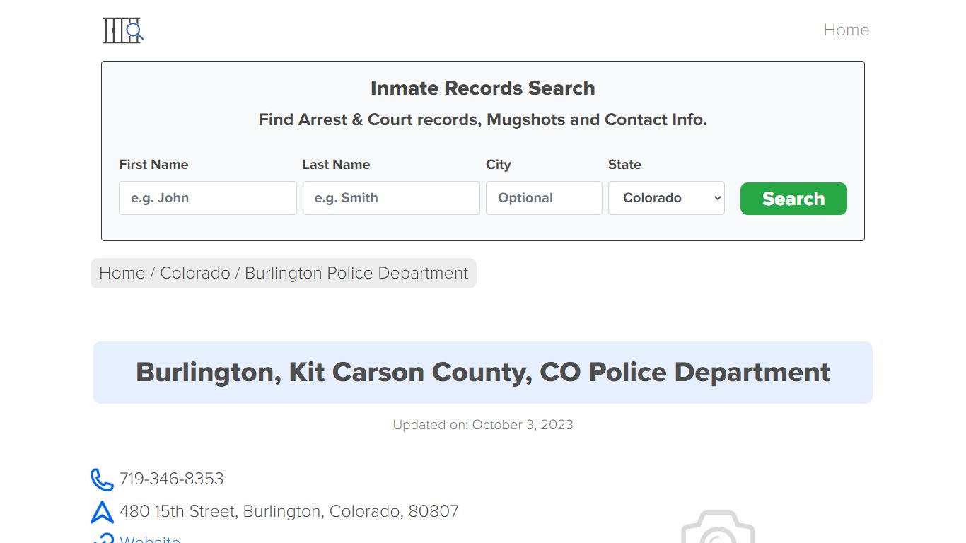 Burlington, CO Police - City Jail Inmates, Arrests